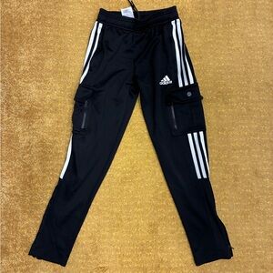 Adidas Kids Black Joggers with White Stripes